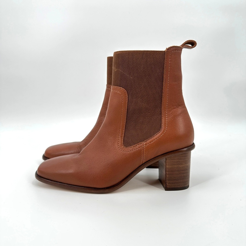 Portland Leather Goods Patina Vero Brown Leather Chelsea Square Ankle Boots 8.5 - Picture 7 of 9